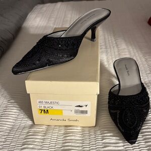 Amanda Smith Black Beaded Mules